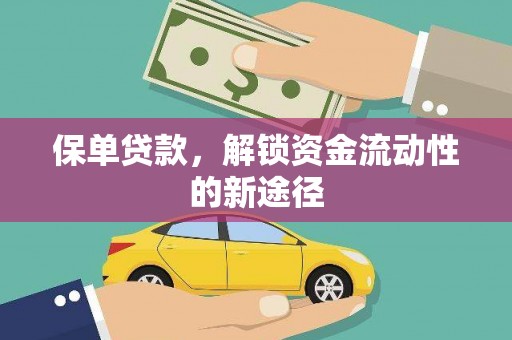 南岸保单贷款，解锁资金流动性的新途径