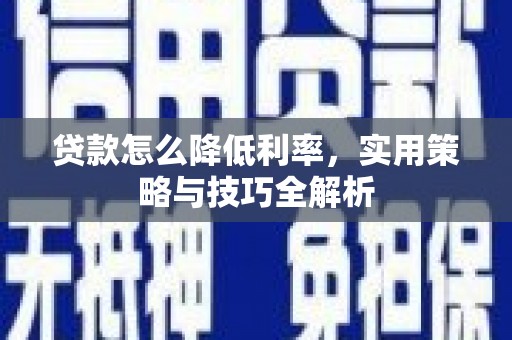 南岸贷款怎么降低利率，实用策略与技巧全解析