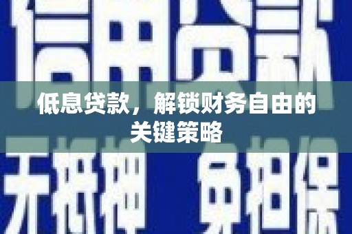 南岸低息贷款，解锁财务自由的关键策略