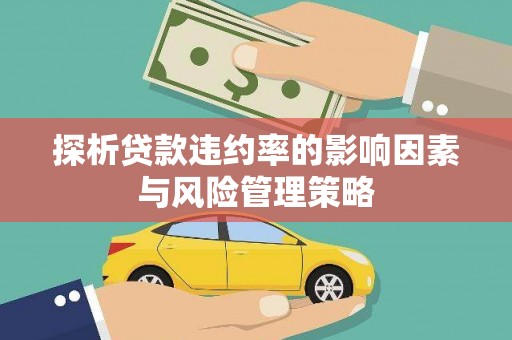 南岸探析贷款违约率的影响因素与风险管理策略