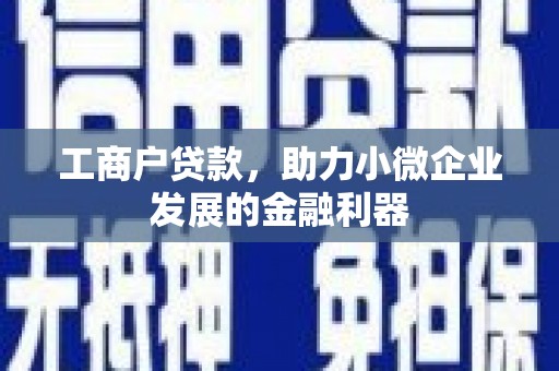 南岸工商户贷款，助力小微企业发展的金融利器