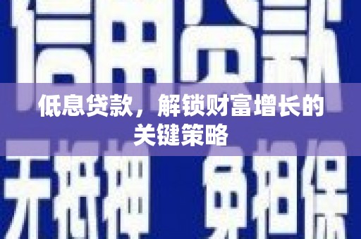南岸低息贷款，解锁财富增长的关键策略
