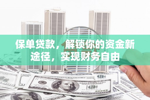 南岸保单贷款，解锁你的资金新途径，实现财务自由
