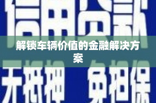 南岸解锁车辆价值的金融解决方案